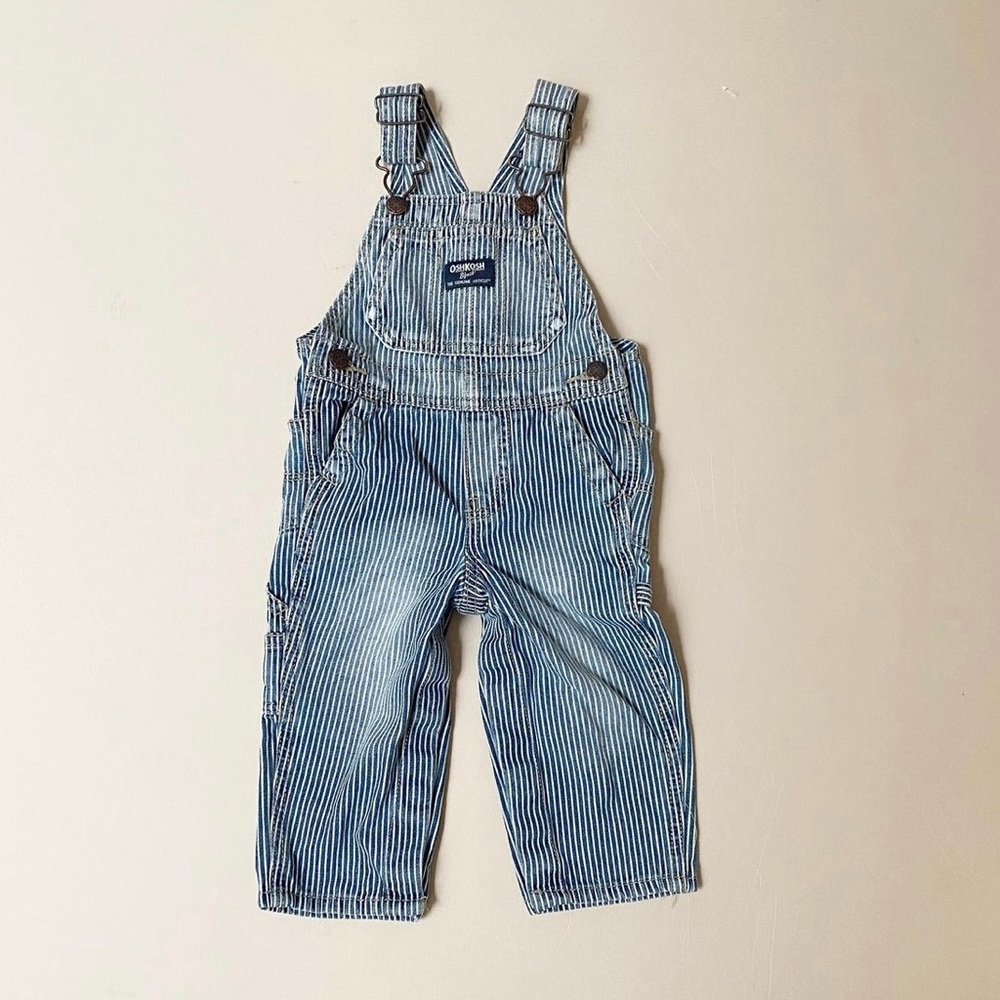 Osh kosh bgosh striped overalls VGUC 9-12 mo